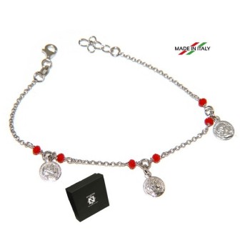 RMB|NALBORI Bracelet Silver 925 red crystal with coin pendants