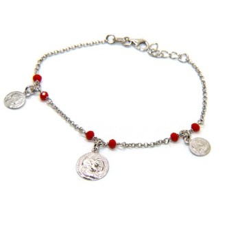 RMB|NALBORI Woman bracelet Silver 925 red crystal ancient coin