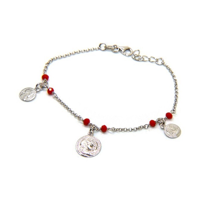 RMB|NALBORI Woman bracelet Silver 925 red crystal ancient coin