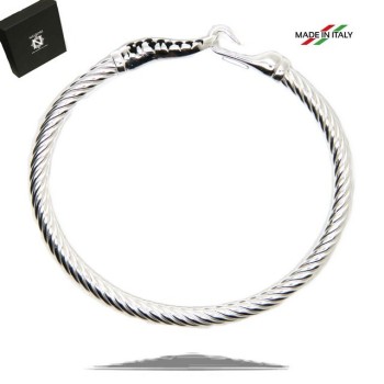RMB|NALBORI cable bracciale argento 925 gancio e zirconi neri