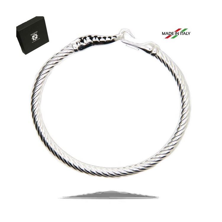 RMB|NALBORI cable bracciale argento 925 gancio e zirconi neri