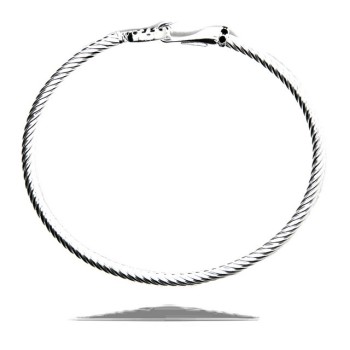 RMB|NALBORI Cable bracelet round hook with black zircons in 925 silver