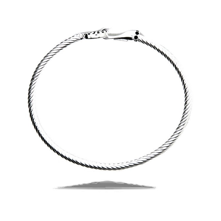 RMB|NALBORI Cable bracelet round hook with black zircons in 925 silver