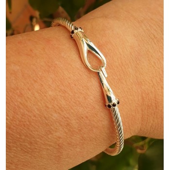 RMB|NALBORI Cable bracciale gancio e zirconi neri argento 925