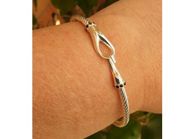 RMB|NALBORI Cable bracciale gancio e zirconi neri argento 925