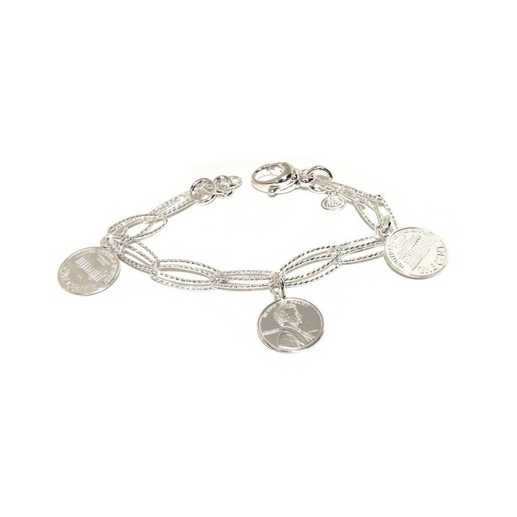RMB|Bracciale donna con ciondoli monete USA polso 17,50 cm Nalbori
