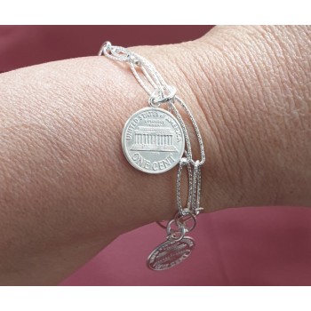RMB|Bracciale donna con ciondoli monete USA polso 17,50 cm Nalbori