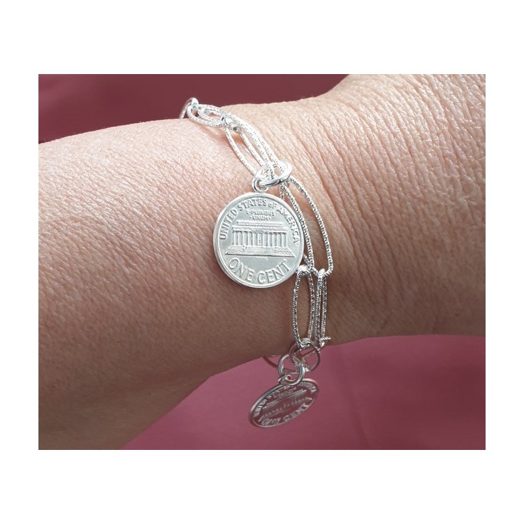 RMB|Bracciale donna con ciondoli monete USA polso 17,50 cm Nalbori