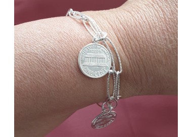 RMB|Bracciale donna con ciondoli monete USA polso 17,50 cm Nalbori