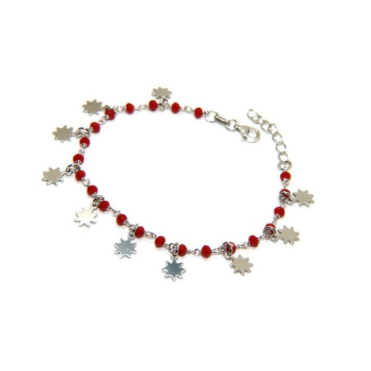 RMB|NALBORI 925 Silver bracelet with red or black sun pendants