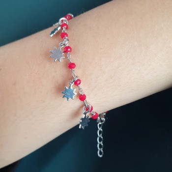 RMB|NALBORI Bracciale Argento 925 con ciondoli sole rosso o nero