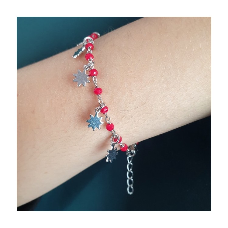 RMB|NALBORI Bracciale Argento 925 con ciondoli sole rosso o nero