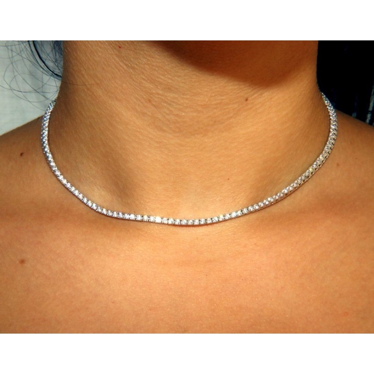 RMB|925: Necklace Collier Tennis woman model with cubic zirconia jaws 2mm brilliant cut