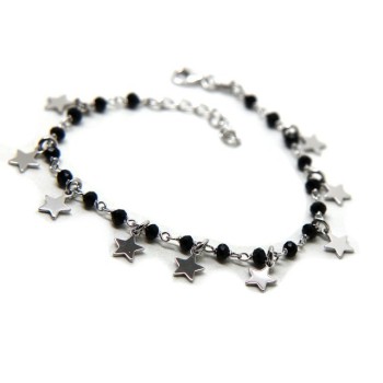 RMB|NALBORI Bracciale Argento 925 con ciondoli stelline nero