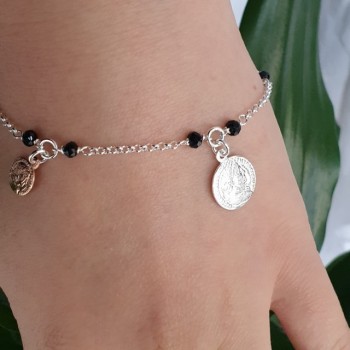 RMB|NALBORI Bracciale donna Argento 925 monete 3 colori cristallo nero