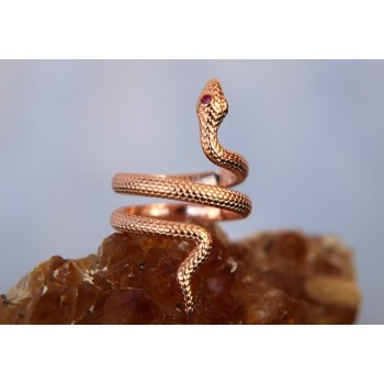 RMB|NALBORI snake ring 925 silver rose gold plated red zircon