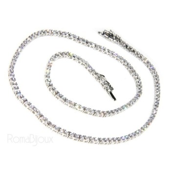 RMB|925: Necklace Collier Tennis woman model with cubic zirconia jaws 2mm brilliant cut