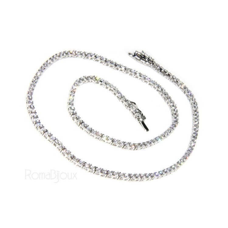 RMB|Argento 925 : Collana Collier donna modello Tennis con zirconi bianchi griffe 2 mm taglio brillante