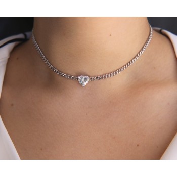 RMB|NALBORI choker cuore grande zircone argento 925 collana