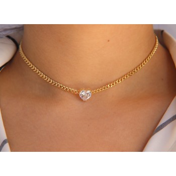 RMB|NALBORI choker heart big zircon 925 silver necklace