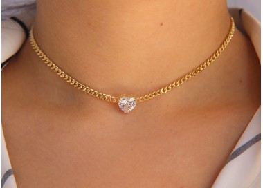 RMB|NALBORI choker heart big zircon 925 silver necklace