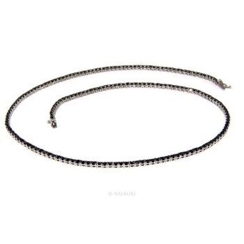 RMB|silver 925: Necklace Collier Tennis woman model with cubic zirconia blacks jaws 2.5mm brilliant cut