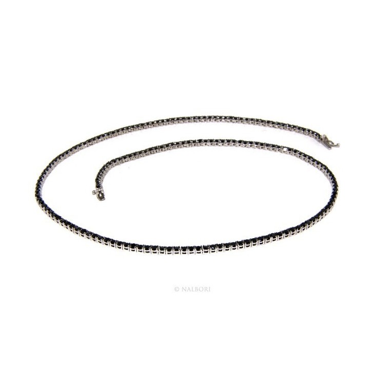 RMB|silver 925: Necklace Collier Tennis woman model with cubic zirconia blacks jaws 2.5mm brilliant cut