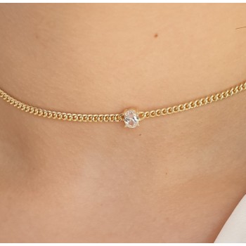 RMB|NALBORI 925 sterling silver oval zircon choker necklace