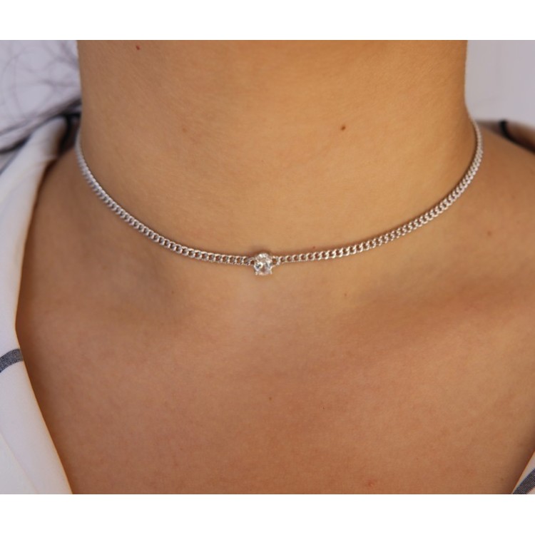 RMB|NALBORI choker zircone ovale argento 925 grumetta collana