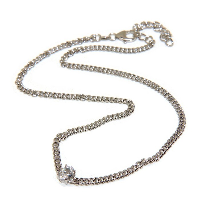 RMB|NALBORI 925 sterling silver oval zircon choker necklace