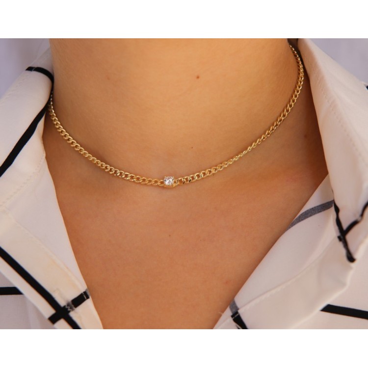 RMB|NALBORI collana choker zircone tondo argento 925 grumetta