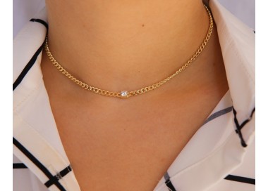 RMB|NALBORI collana choker zircone tondo argento 925 grumetta