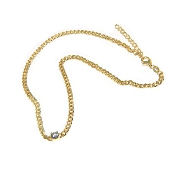 RMB|NALBORI round zircon choker necklace 925 silver round curb