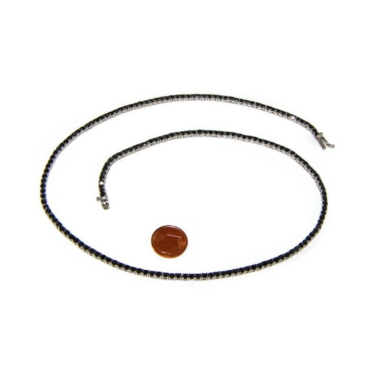 RMB|silver 925: Necklace Collier Tennis woman model with cubic zirconia blacks jaws 2.5mm brilliant cut