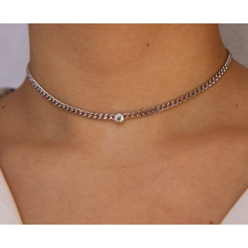 RMB|NALBORI collana choker zircone tondo argento 925 grumetta
