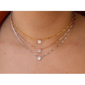 RMB|NALBORI round zircon choker 925 silver staples necklace