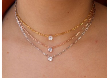 RMB|choker graffette argento 925 pietra zircone tondo collare collana NALBORI