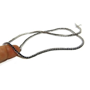 RMB|silver 925: Necklace Collier Tennis woman model with cubic zirconia blacks jaws 2.5mm brilliant cut