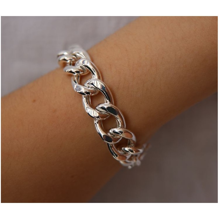 RMB|NALBORI bracciale grumetta grande 13 mm argento 925 diamantata modello chanel
