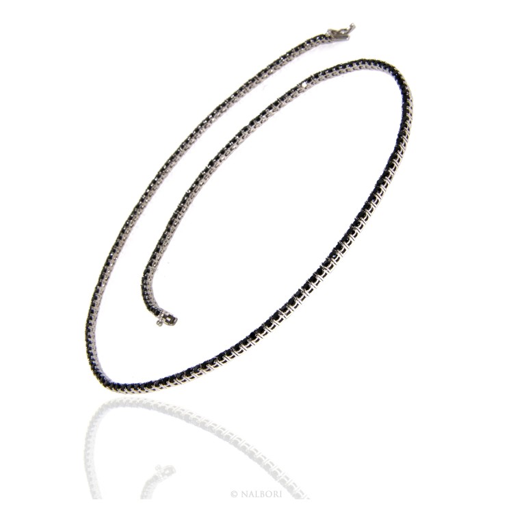 RMB|silver 925: Necklace Collier Tennis woman model with cubic zirconia blacks jaws 2.5mm brilliant cut