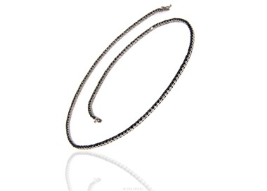 RMB|silver 925: Necklace Collier Tennis woman model with cubic zirconia blacks jaws 2.5mm brilliant cut
