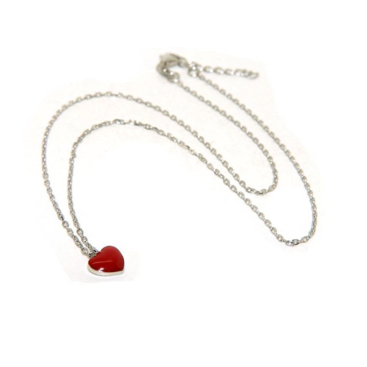 RMB|NALBORI woman necklace 925 silver red enameled heart