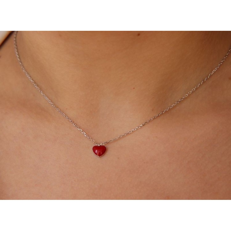 RMB|NALBORI collana donna argento 925 cuore smaltato rosso