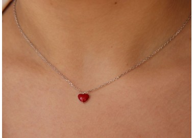RMB|NALBORI collana donna argento 925 cuore smaltato rosso
