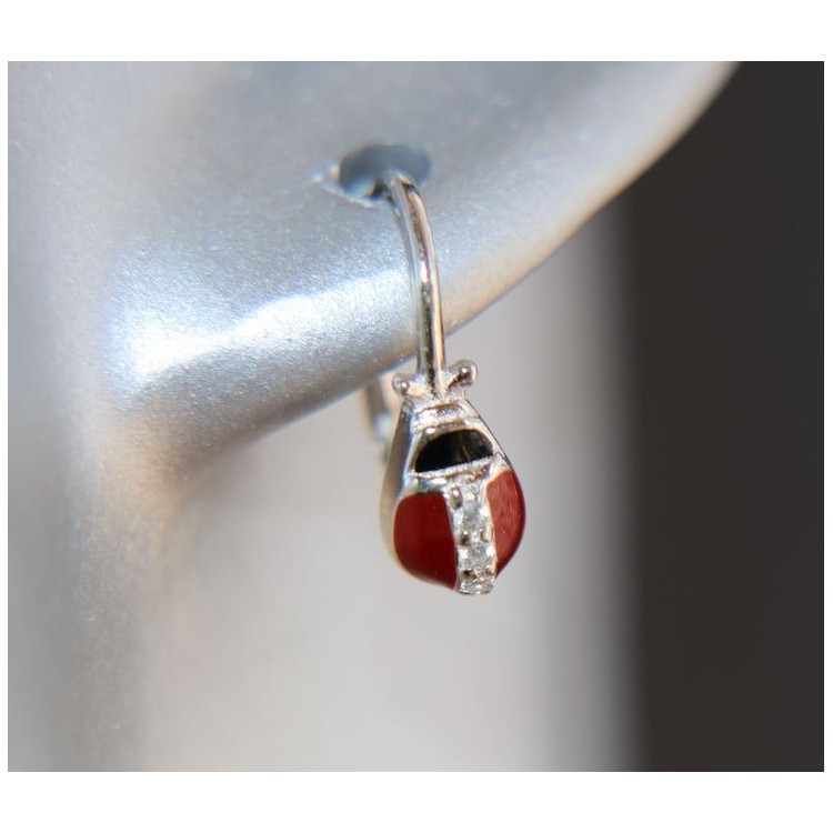 RMB|925 silver earrings with red ladybug and zircons