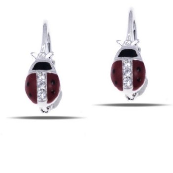 RMB|Orecchini argento 925 monachella coccinella rossa zirconi