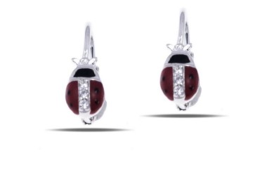RMB|925 silver earrings with red ladybug and zircons