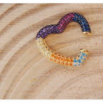 RMB|Heart tragus in 925 silver, yellow gold plated, without hole, zircons