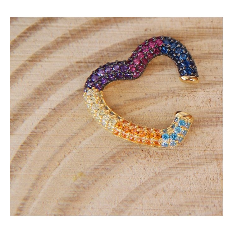 RMB|Heart tragus in 925 silver, yellow gold plated, without hole, zircons