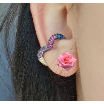 RMB|Heart tragus in 925 silver, yellow gold plated, without hole, zircons